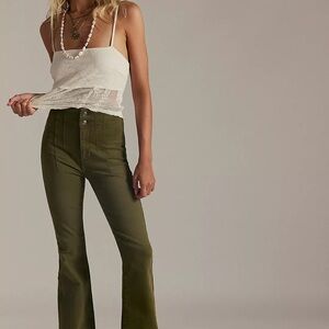 Free People Olive Corduroy Flare Pants